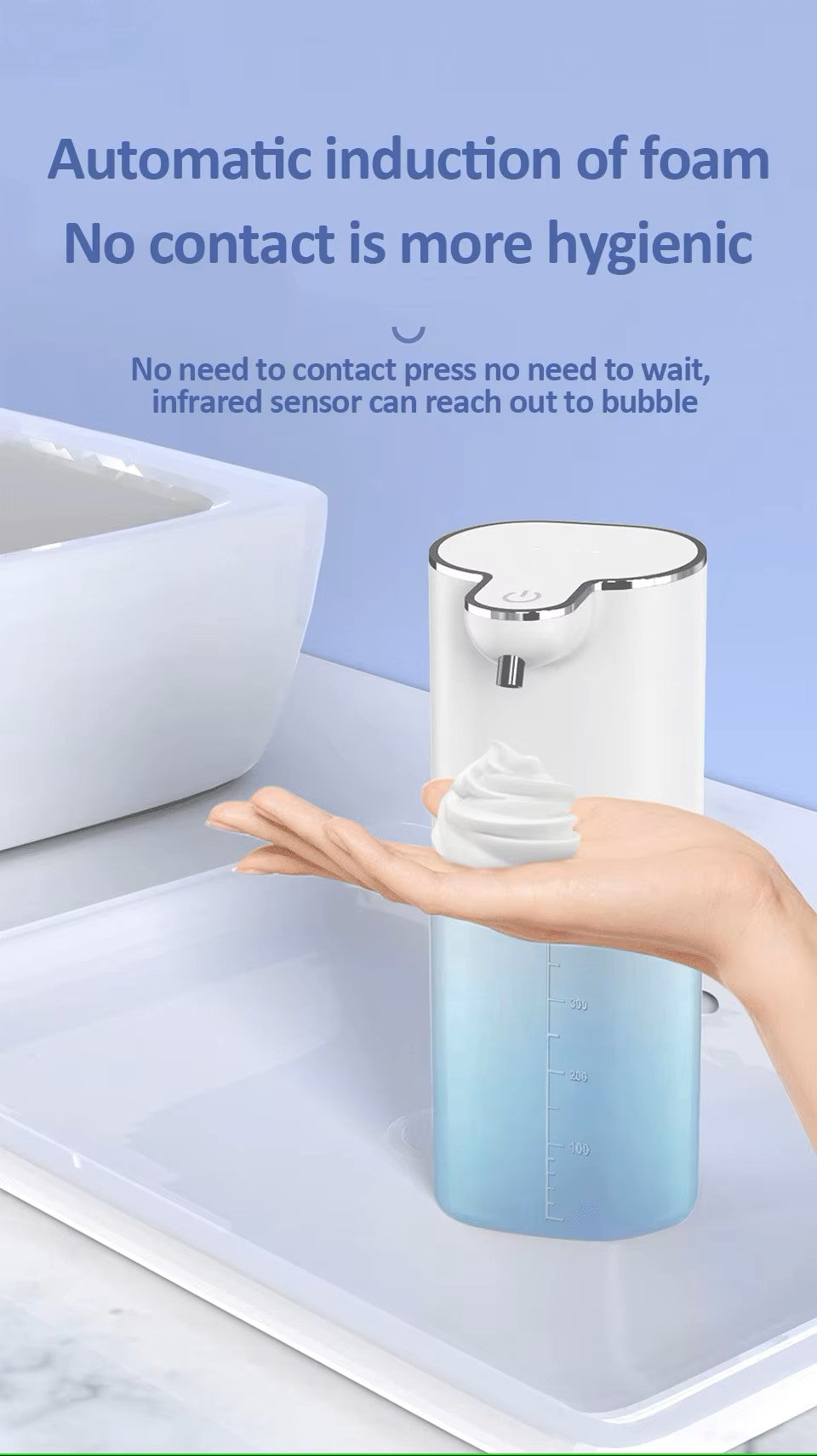 Automatic Soap Dispenser ouchless Foaming Soap Dispenser 400ml USB Rechargeable Electric 4 Level Adjustable Foam Soap Dispenser