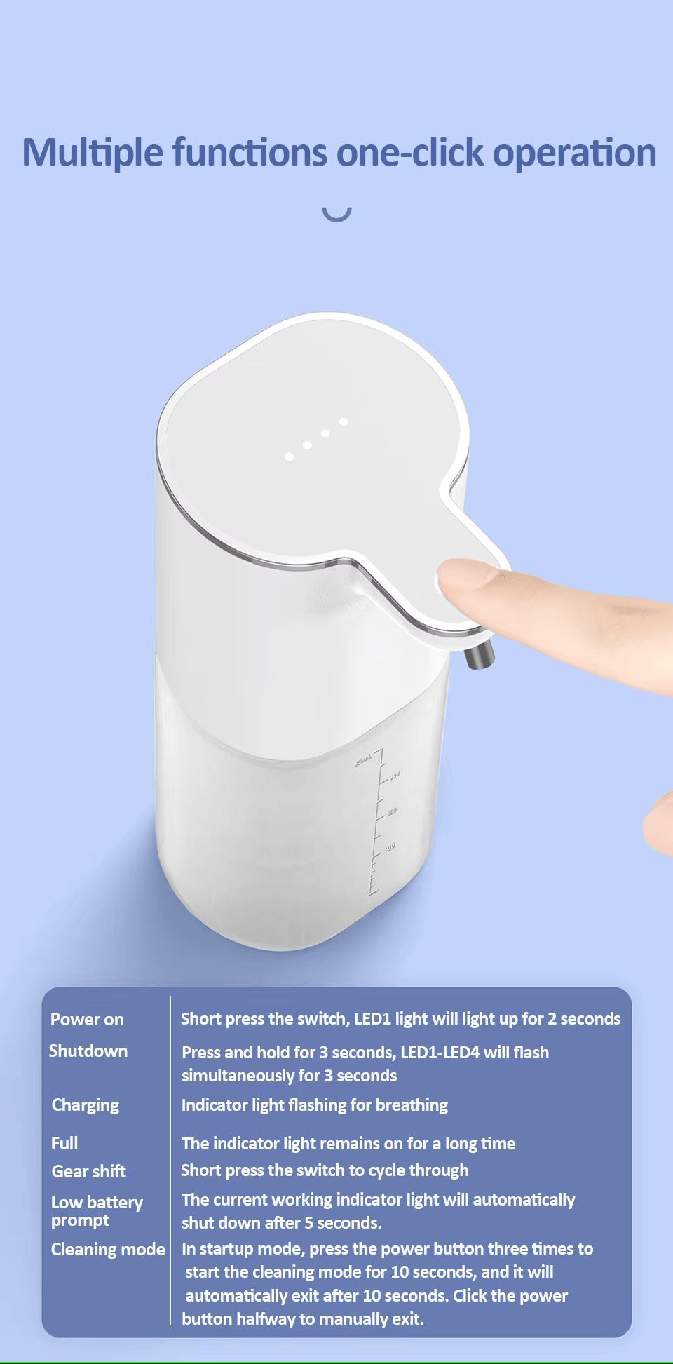 Automatic Soap Dispenser ouchless Foaming Soap Dispenser 400ml USB Rechargeable Electric 4 Level Adjustable Foam Soap Dispenser