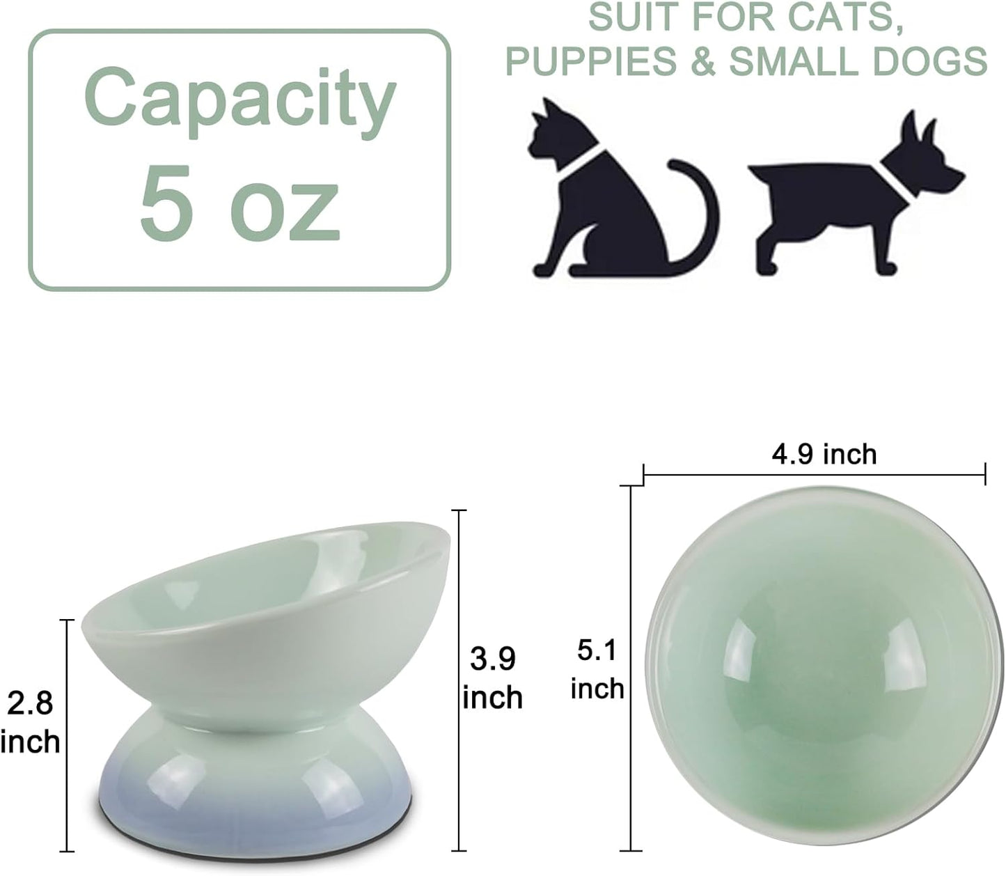 Cat Ceramic Bowl Gradient Pet Food Water Feeders Small Dogs Drinking Eating Supplies Raised Tilted Cats Puppy Feeding Supplies