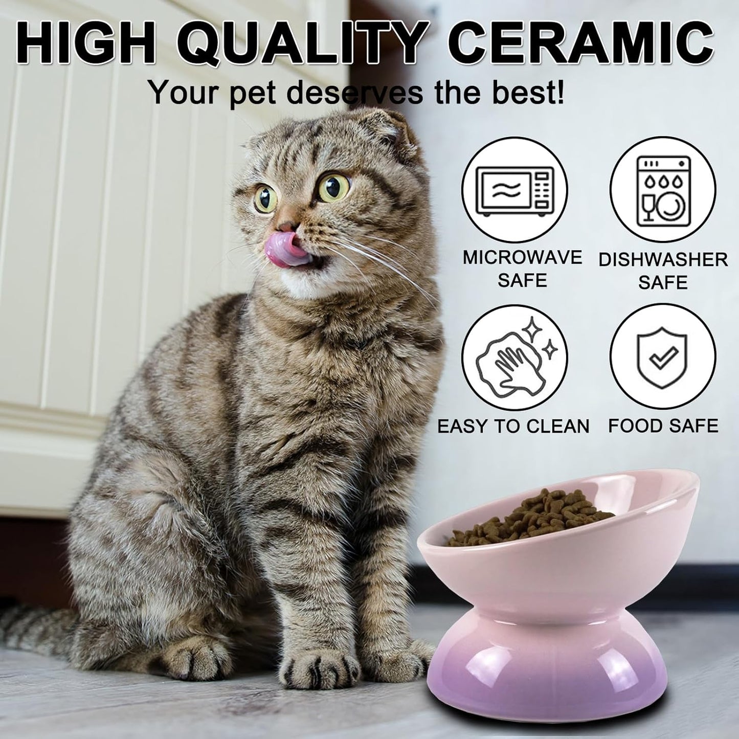 Cat Ceramic Bowl Gradient Pet Food Water Feeders Small Dogs Drinking Eating Supplies Raised Tilted Cats Puppy Feeding Supplies