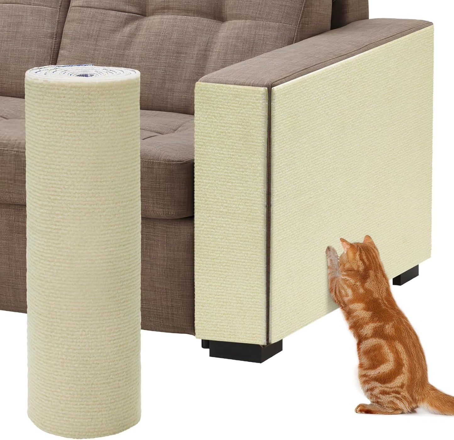 Trimmable Cat Scratch Furniture Protector - Climbing Self-Adhesive Cat Scratching Pad Mat, Couch Protector from Claws for Scratch Post Cat Tree Shelves Wall, Dark Gray