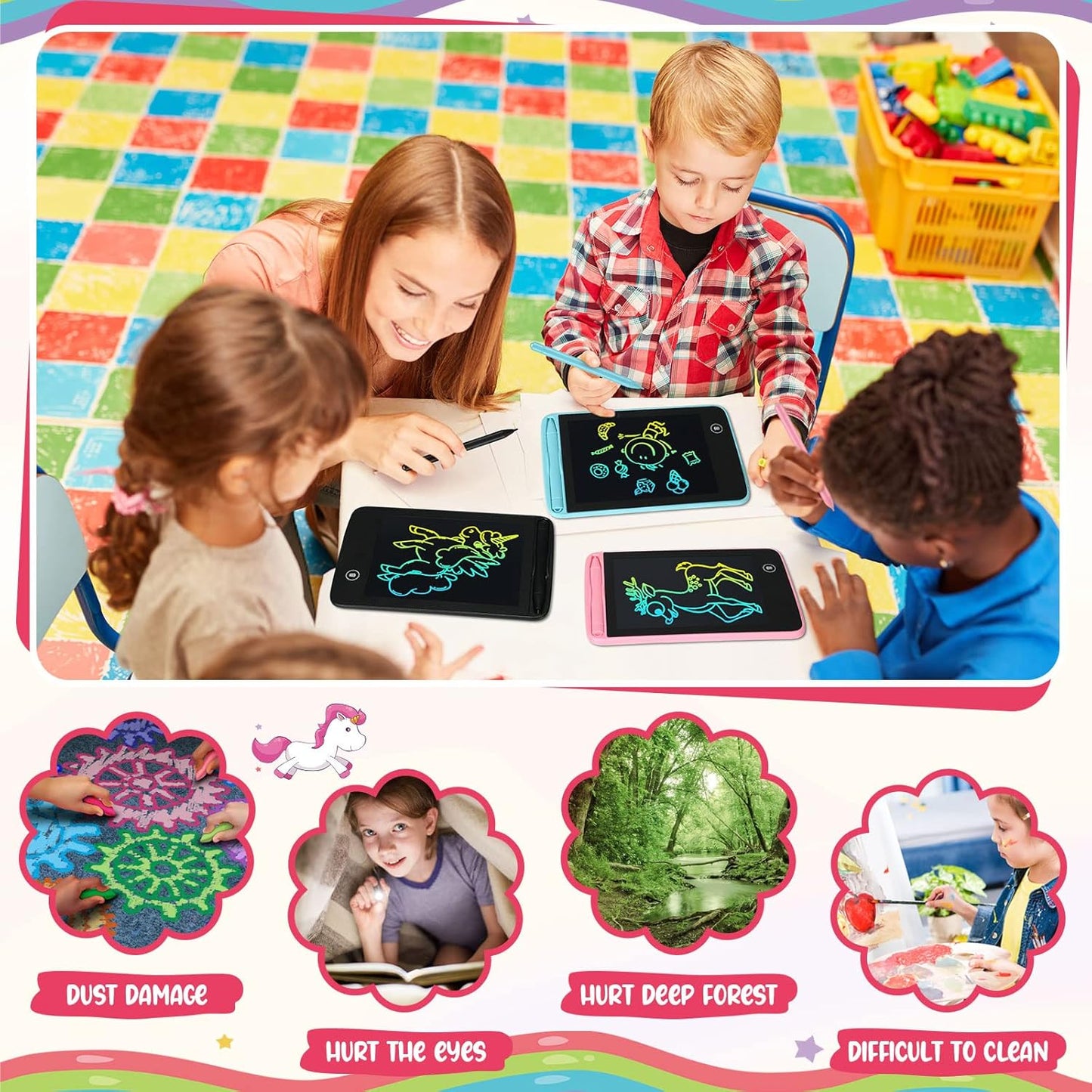 Colourful LCD Writing Tablet Drawing Board Kid Graffiti Sketchpad Toys Handwriting Blackboard Drawing Board Kids Toys