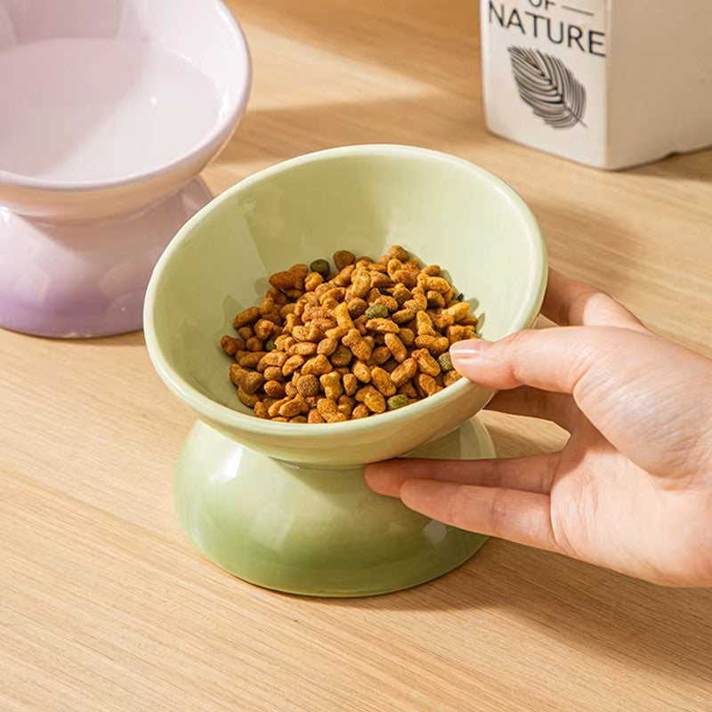 Cat Ceramic Bowl Gradient Pet Food Water Feeders Small Dogs Drinking Eating Supplies Raised Tilted Cats Puppy Feeding Supplies